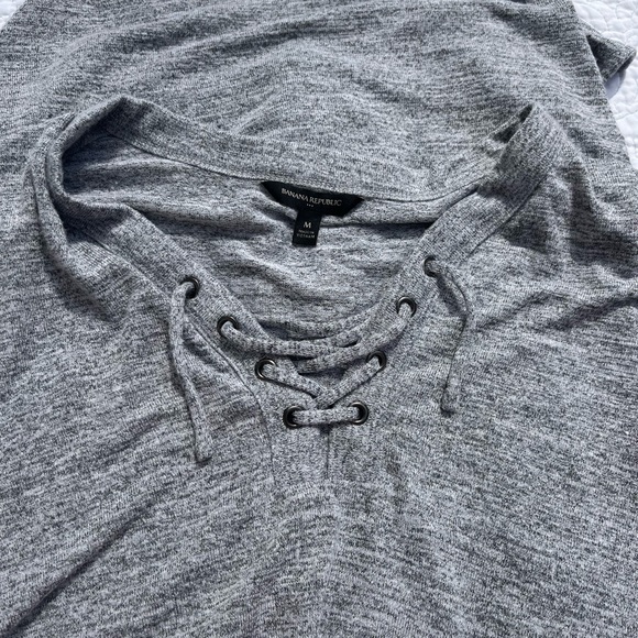 front tie long sleeve oversized top - Picture 2 of 2